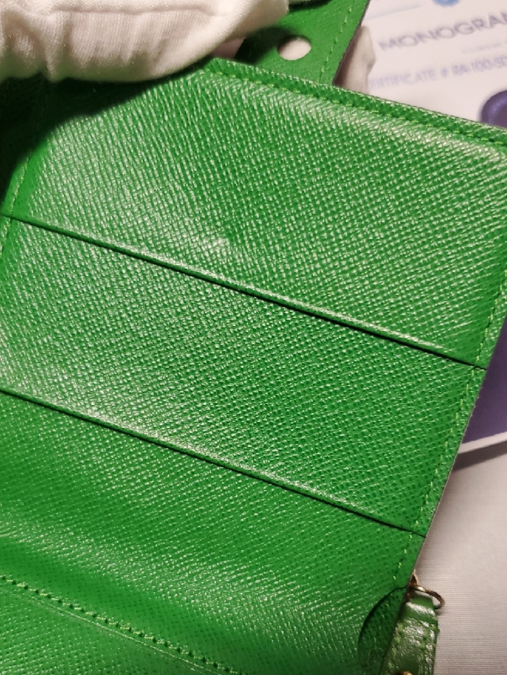 Authentic Louis Vuitton Brown Monogram Wallet with Green Accents - Picture 12 of 16